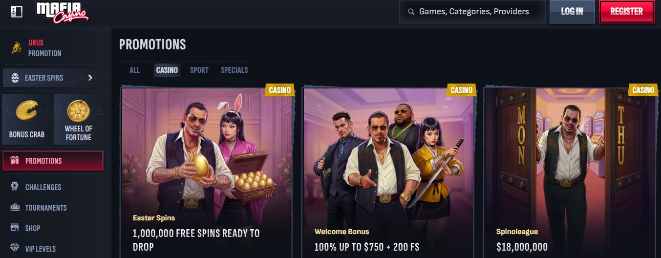 Claim your welcome bonus up to $750 plus 200 free spins on the promotions page
